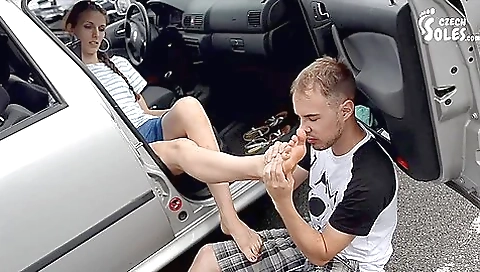 Brunette Gets Her Sexy Feet And Ankles Massaged By Stranger In Public
