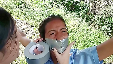 Rope Tied Duct Tape Wrap Gagged By Bully