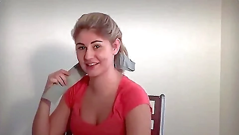 Woman Self Panty Gagged And Tape Wrap Gagged